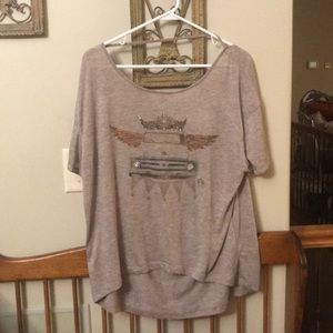 boutique shirt tan bling cut out back super cute